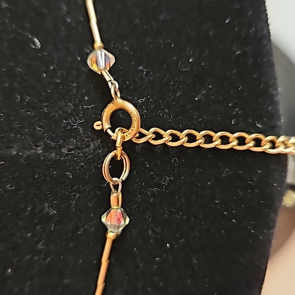 1/20 14K GP Necklace w/ Mother of Pearl & AB Crystals - Picture 6 of 8